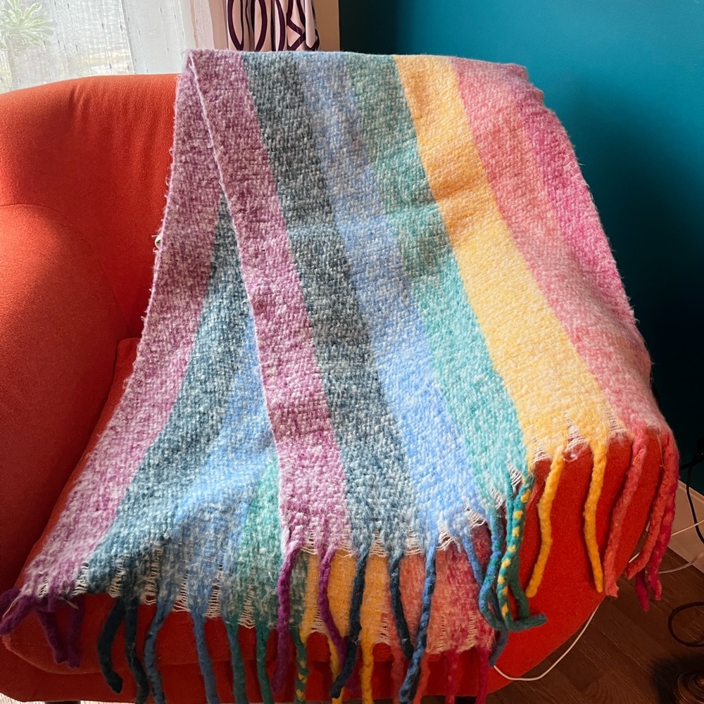 Beautiful, large rainbow scarf.